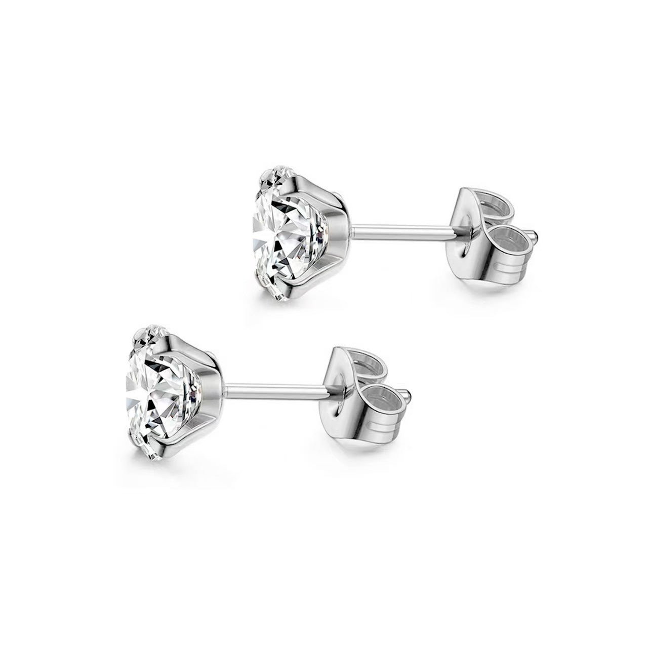 Stainless Steel Piercing Titanium Stud Earrings With Zircon Inlays Vera Lux