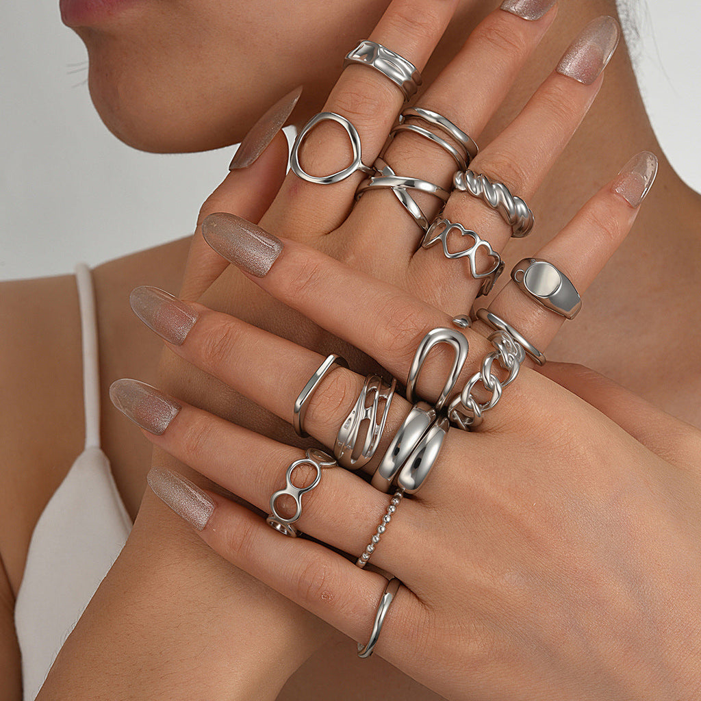 Niche-style Geometric Hollowed-out Heart Open-ring Jewelry Vera Lux