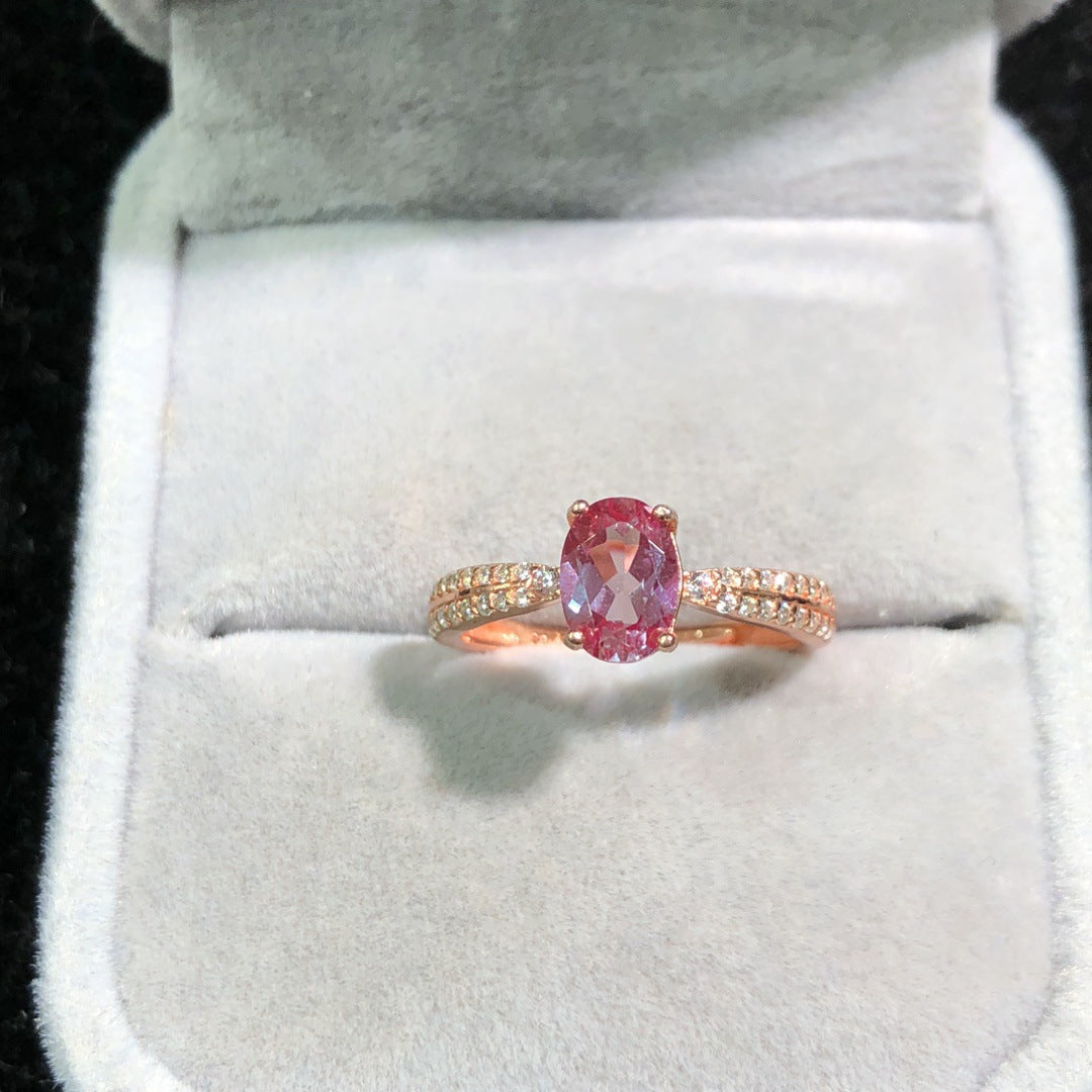 Colorfast High-end 18K Gold-plated Ring With Natural Amethyst Vera Lux
