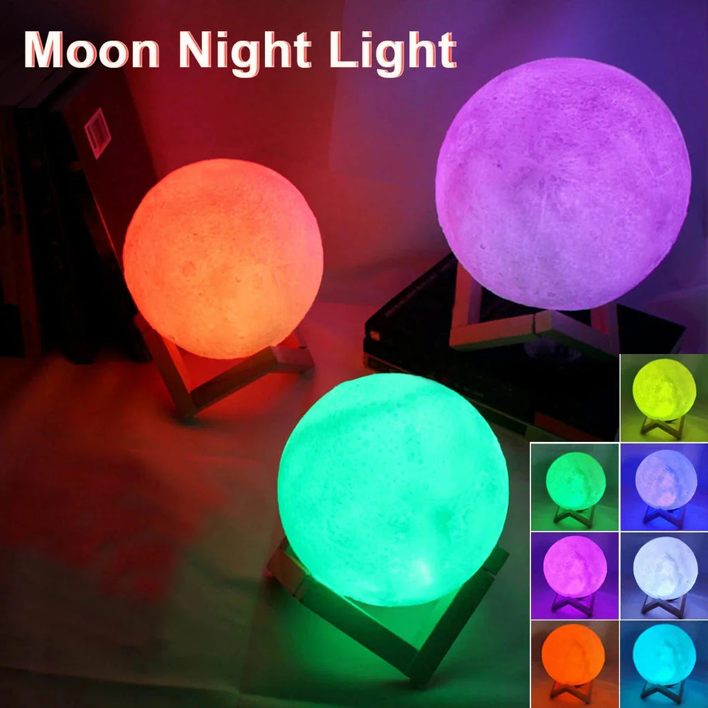 D5 Starry Moon Lamp 8Cm - LED Night Light with Stand, Perfect for Bedroom Decor and Gifts Whatever the Treasure