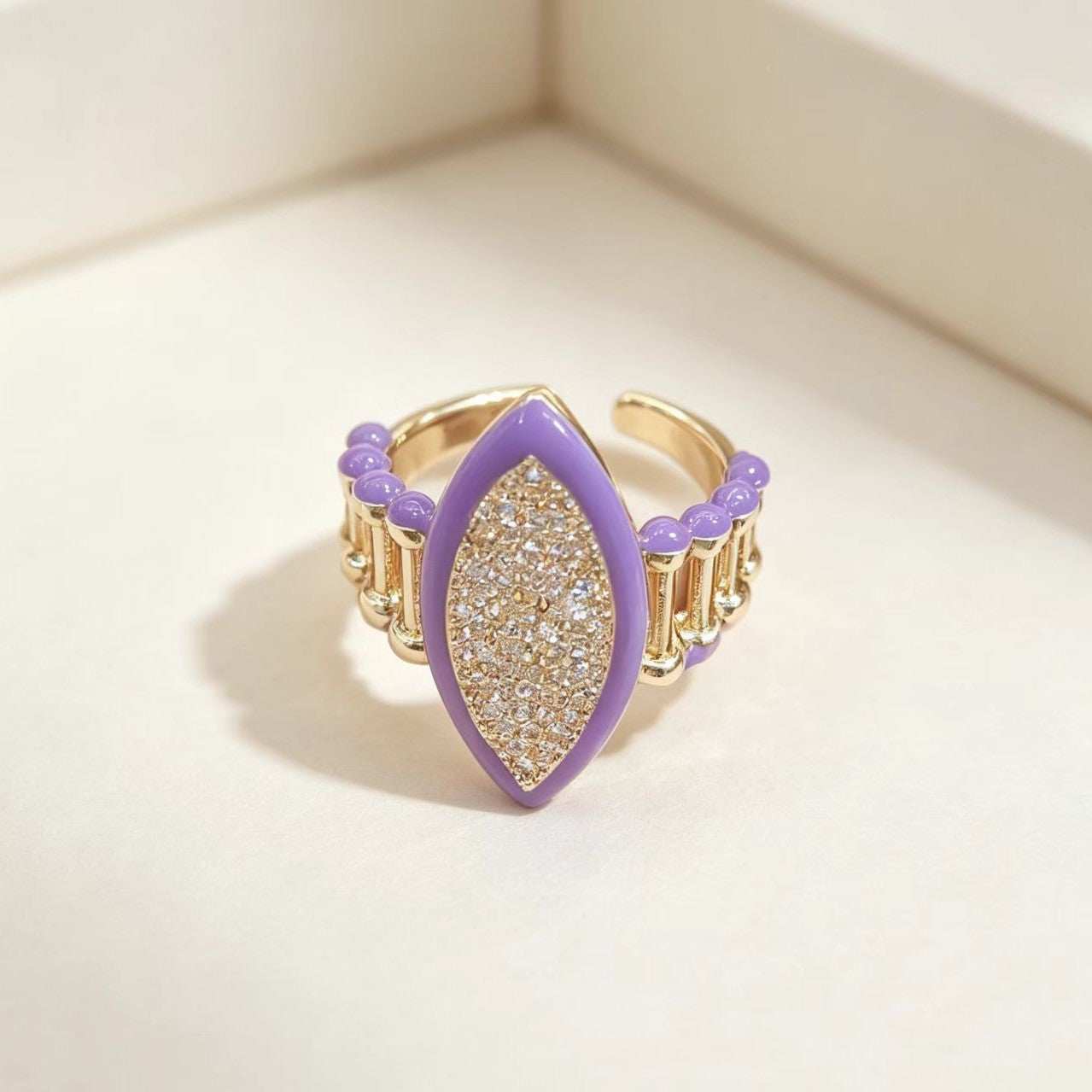 Water-drop Diamond-studded Open Ring Vera Lux