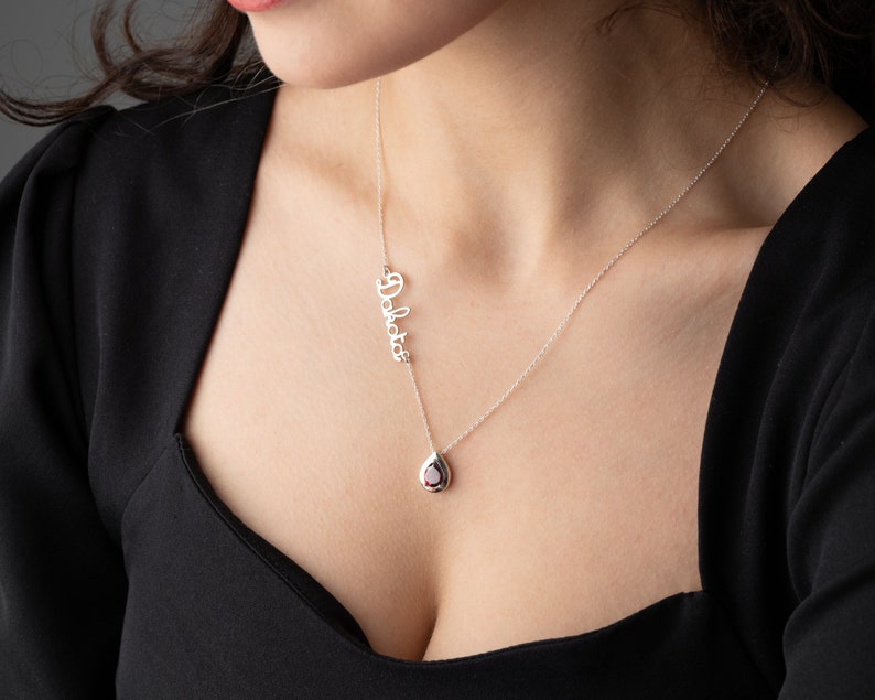 Personalized Cursive Name & Birthstone Necklace Vera Lux
