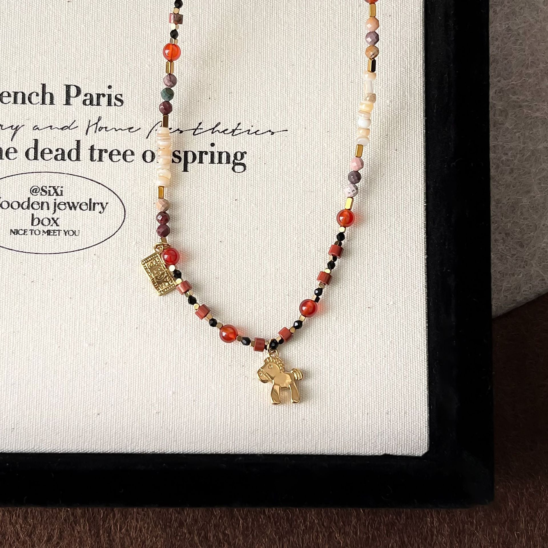 Retro Anqila Red Dunhuang-style Colorful Red Agate Layered Beaded Necklace Vera Lux
