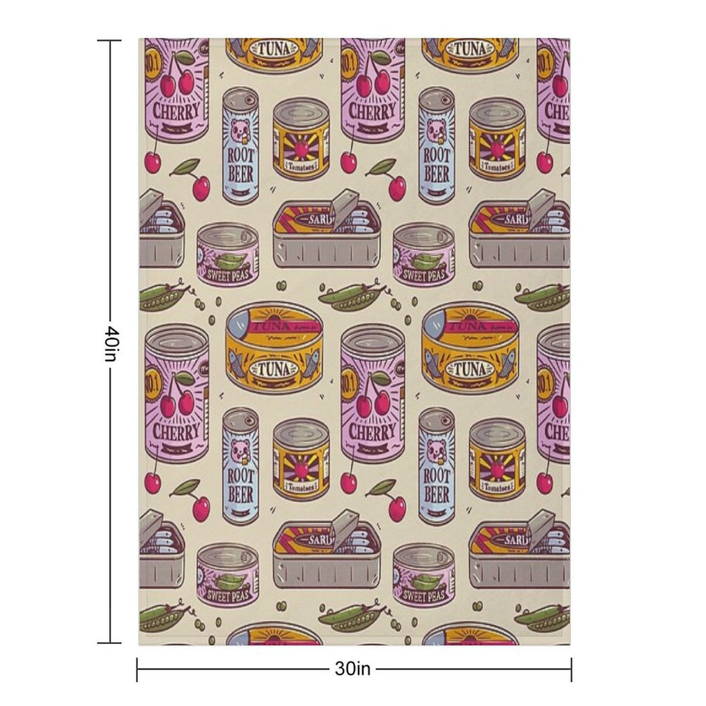 Vintage Canned Goods Pattern Throw Blanket BionZax