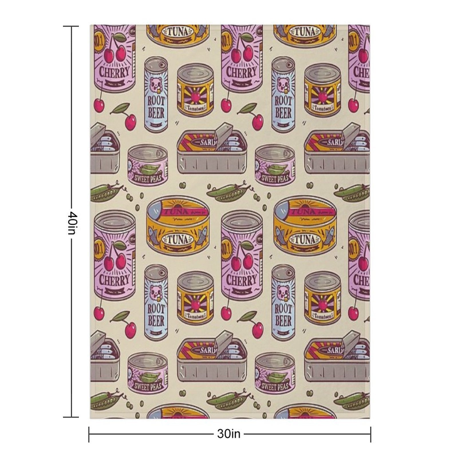 Vintage Canned Goods Pattern Throw Blanket BionZax