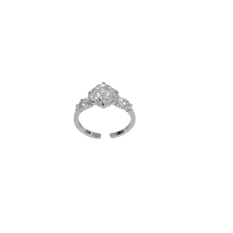 Fashionable All-Match Rose Ice-Flower Cut Cubic Zirconia Open Ring Vera Lux