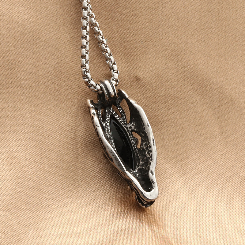 Retro Fashionable Men's Gemstone Dragon Stainless Steel Pendant Vera Lux