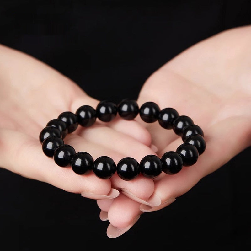 Natural Black Gold Obsidian Plain-Loop Bracelet Vera Lux