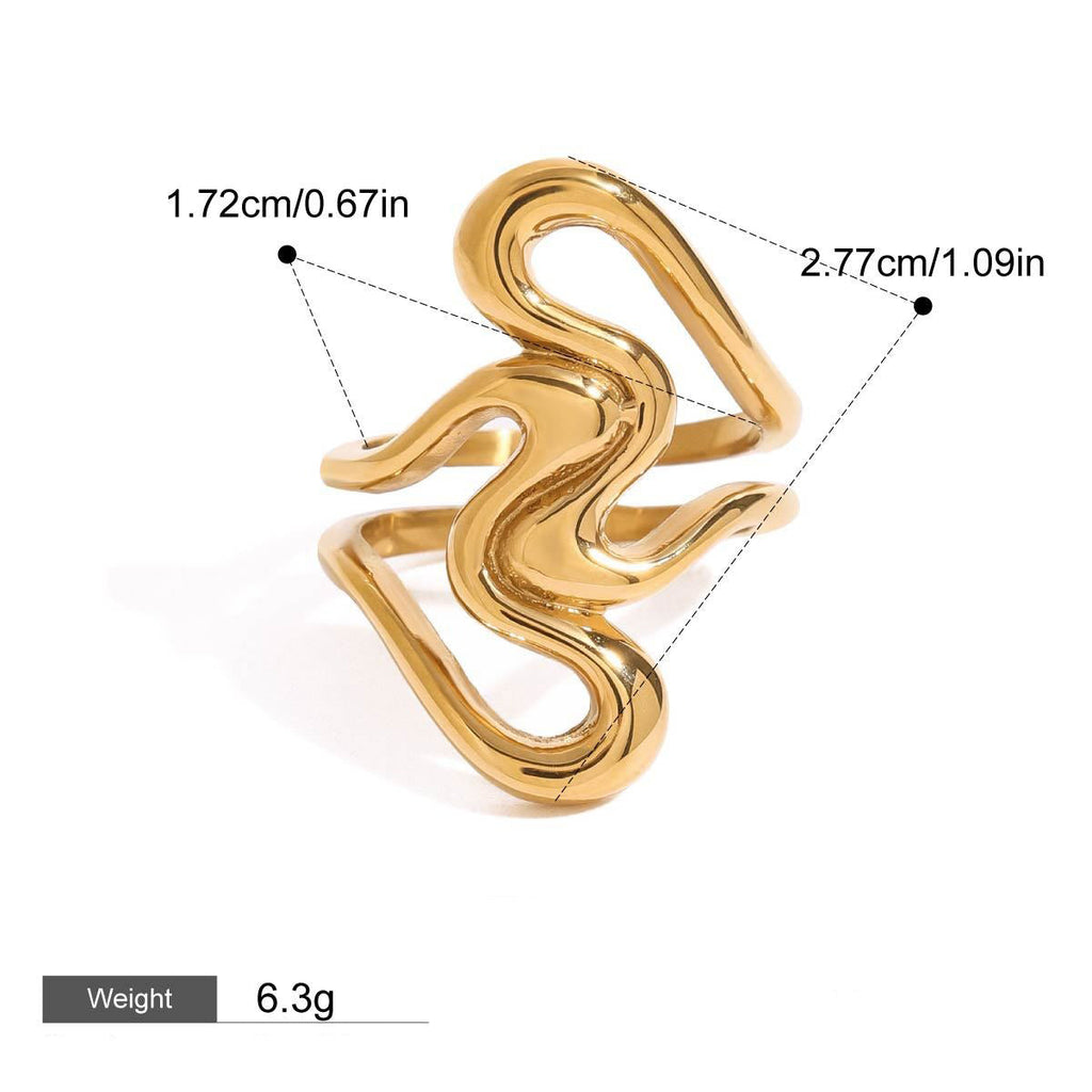 18K gold geometric line design exquisite personality ring Vera Lux