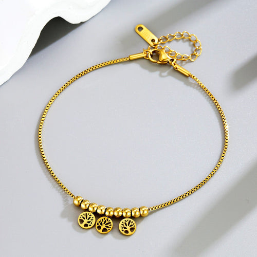 18k gold hollow diamond tree of life series anklet Vera Lux