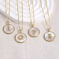 Gold Shell Initial Pendant Charm Collection Vera Lux