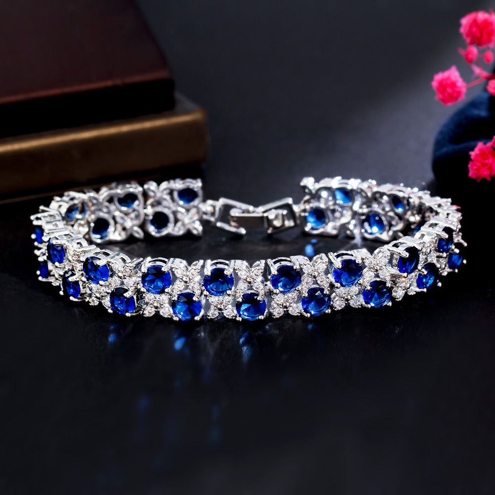 Zircon micro-inlaid gemstone and sparkling diamond-plated bracelet Vera Lux