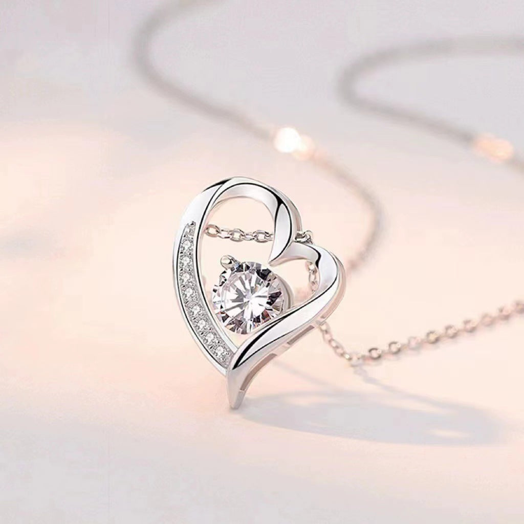S925 Silver Heart-Shaped Minimalist Versatile Collarbone Necklace Vera Lux