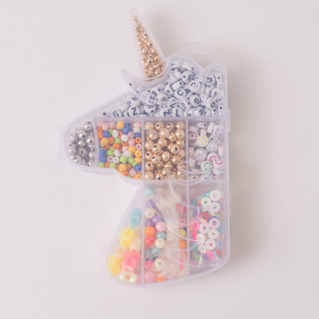 Mystical Unicorn Classic Alphabet Letter Bead with Rainbow Beads Stretchy Bracelet DIY Box Jewelry Made by Me