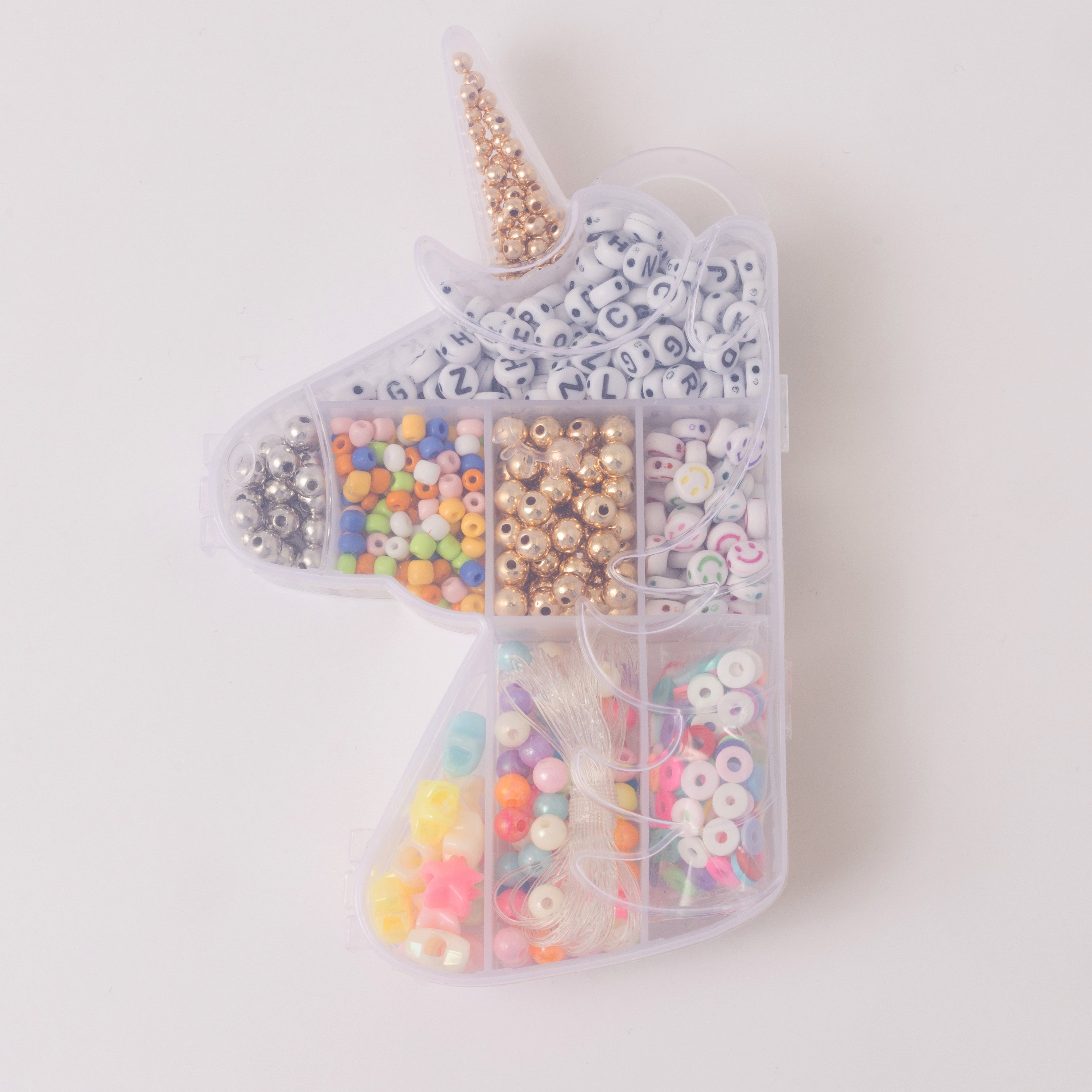 Mystical Unicorn Classic Alphabet Letter Bead with Rainbow Beads Stretchy Bracelet DIY Box Jewelry Made by Me