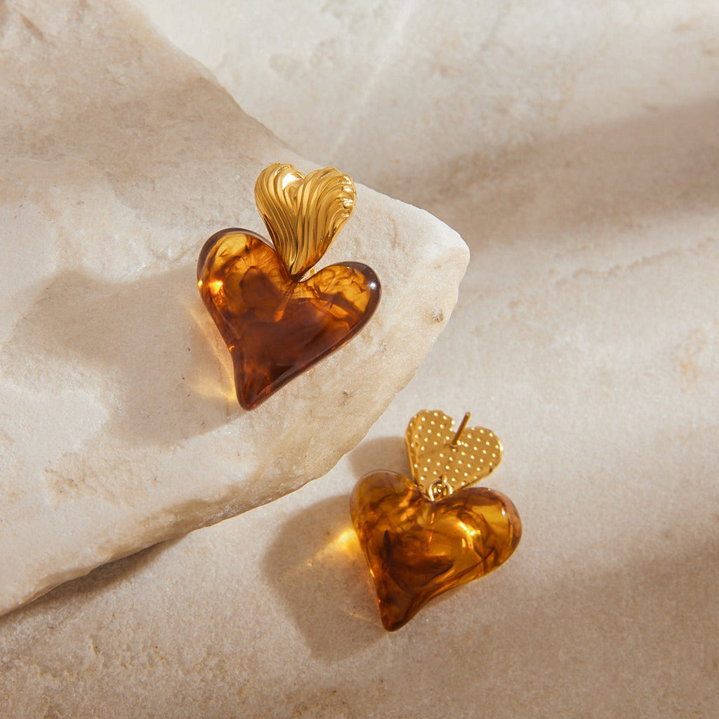 18K gold heart-shaped design light luxury noble earrings Vera Lux