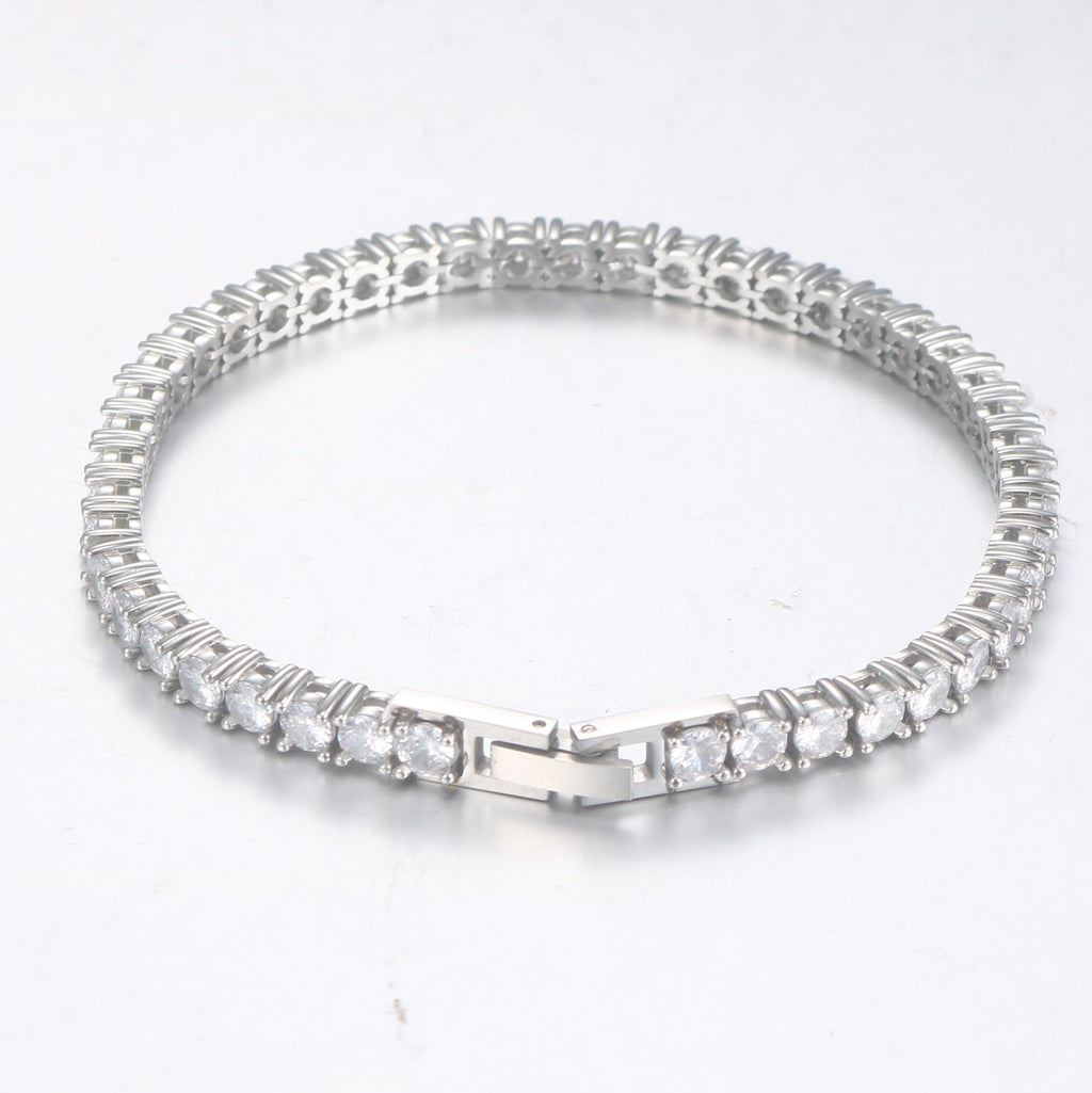 Mens And Womens Brick-link Diamond-encrusted Stainless Steel Vera Lux