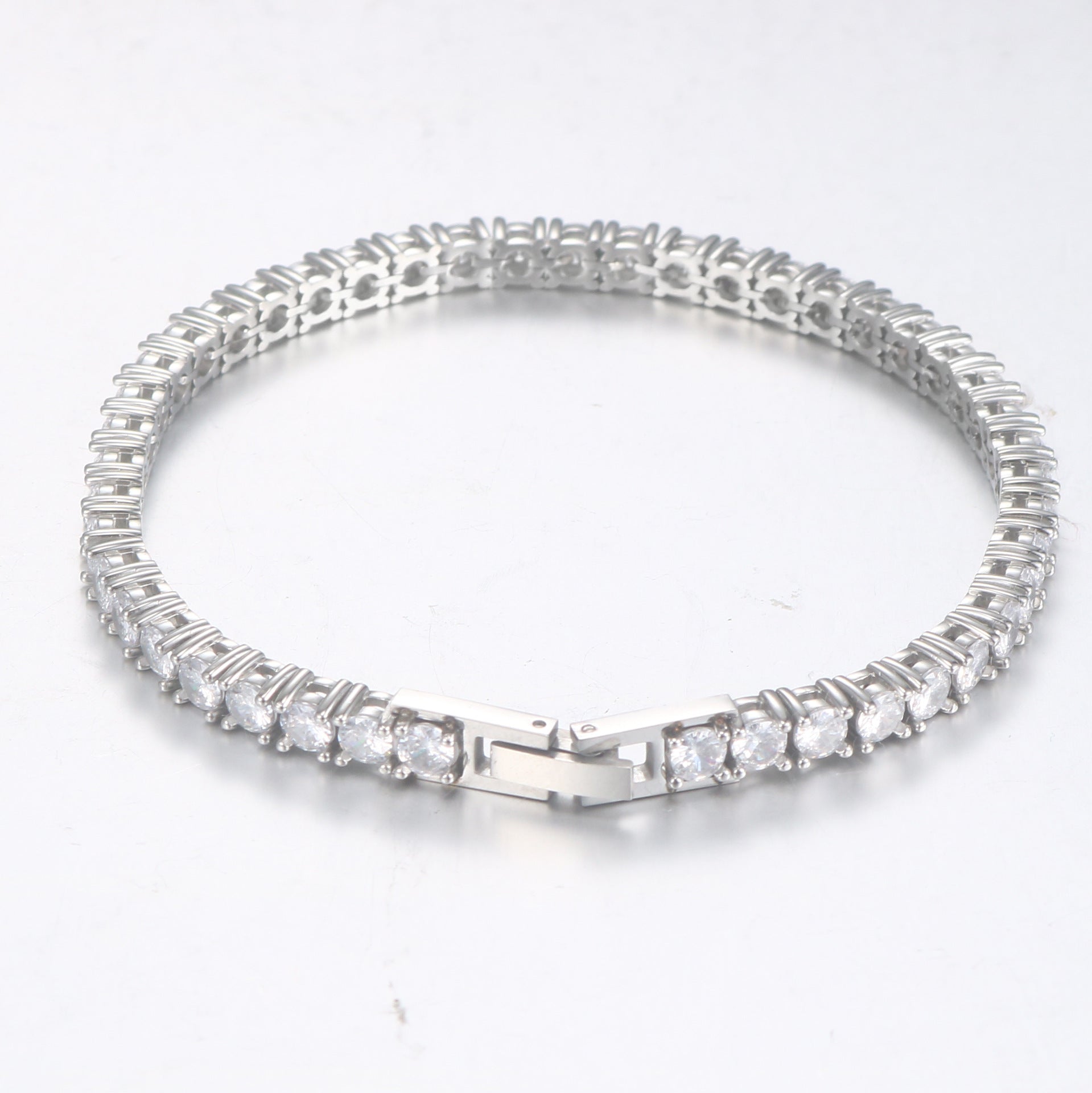 Mens And Womens Brick-link Diamond-encrusted Stainless Steel Vera Lux