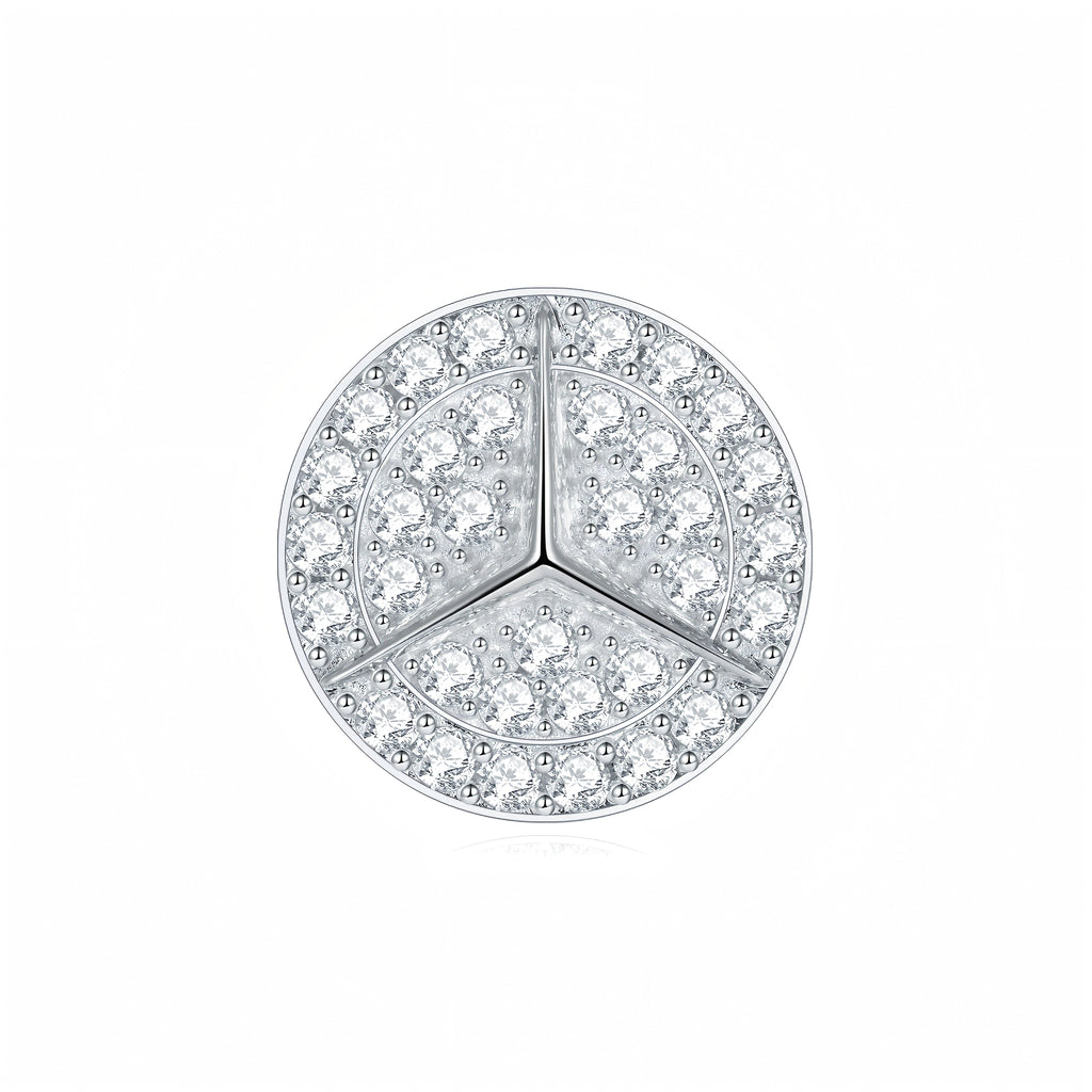 S925 Sterling Silver Moissanite Stud Earrings  Round Pave Three Pointed Star Geometric Design With GRA Certificate Platinum Plated Gift Box Set For Women Or Men Vera Lux