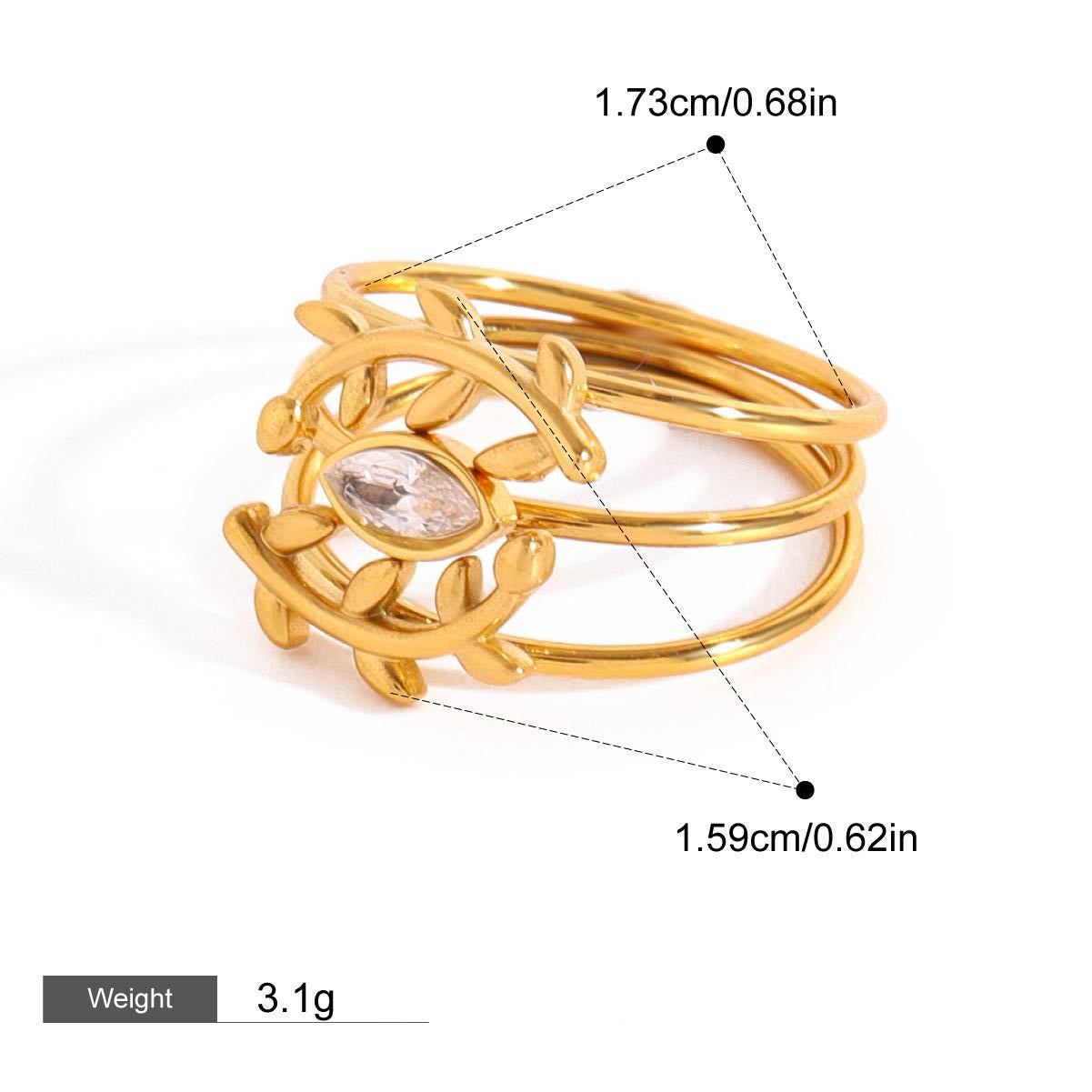 18K gold geometric gemstone inlaid exquisite design dazzling ring Vera Lux