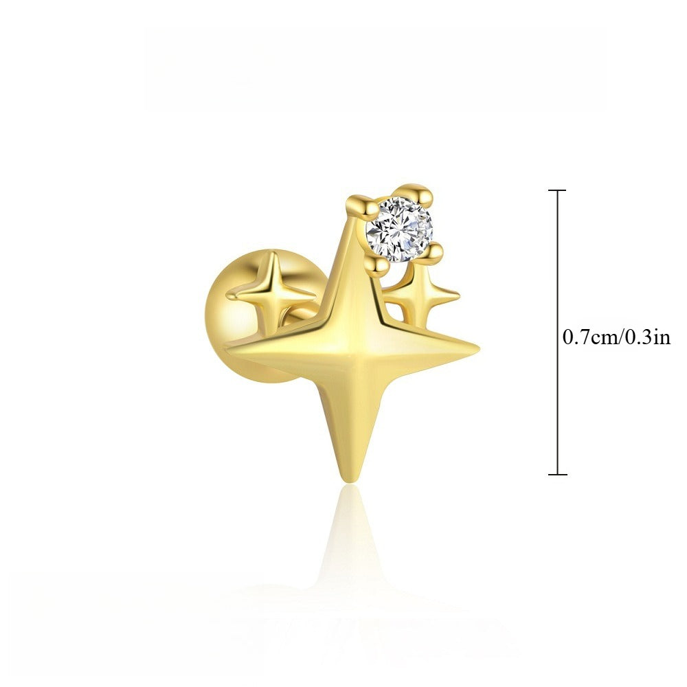 S925 silver starburst stud earrings with diamonds. Vera Lux