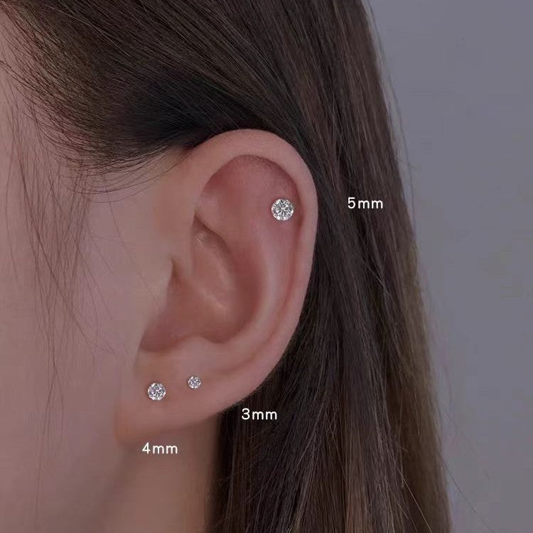 Stainless Steel Piercing Titanium Stud Earrings With Zircon Inlays Vera Lux