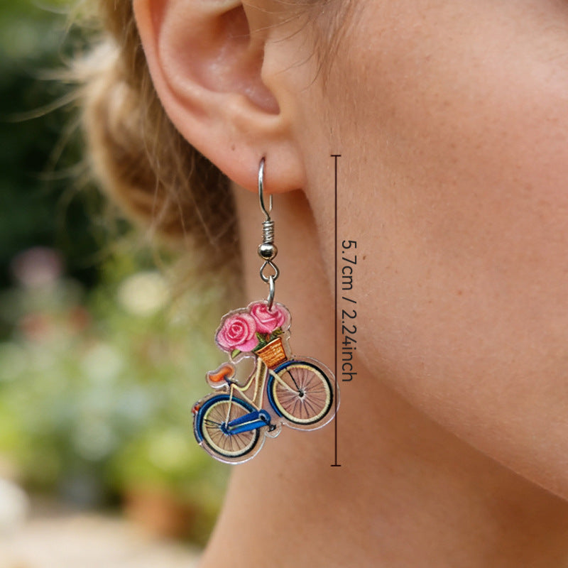 New Rose Sunflower Tulip Bicycle Earrings Vera Lux
