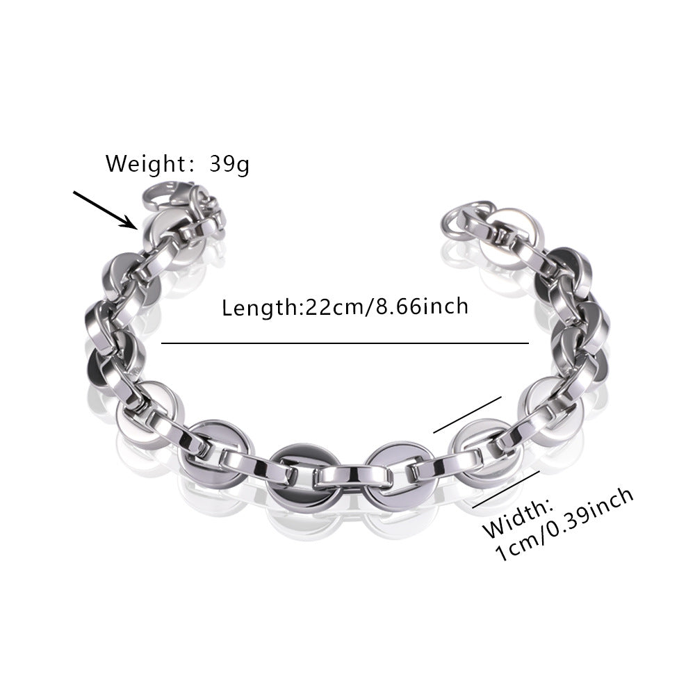Popular Streetwear Cuban Chain Bracelet For Men, Bold Domineering Punk Hip Hop Design, All-match Stainless Steel Titanium Steel Fashion Accessories Vera Lux