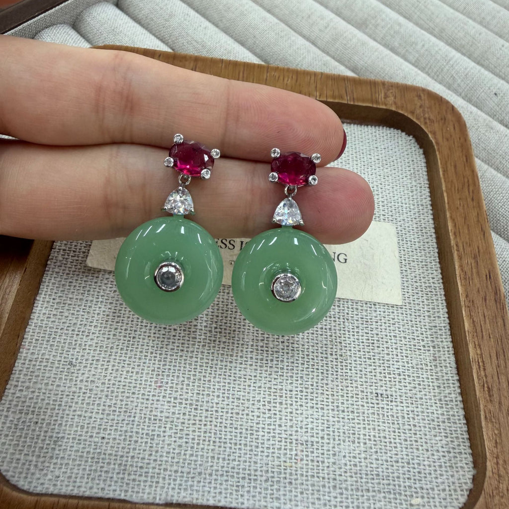 New Chinese-style Peace Pendant Traditional Chinese Style Zircon-Embellished Earrings Vera Lux