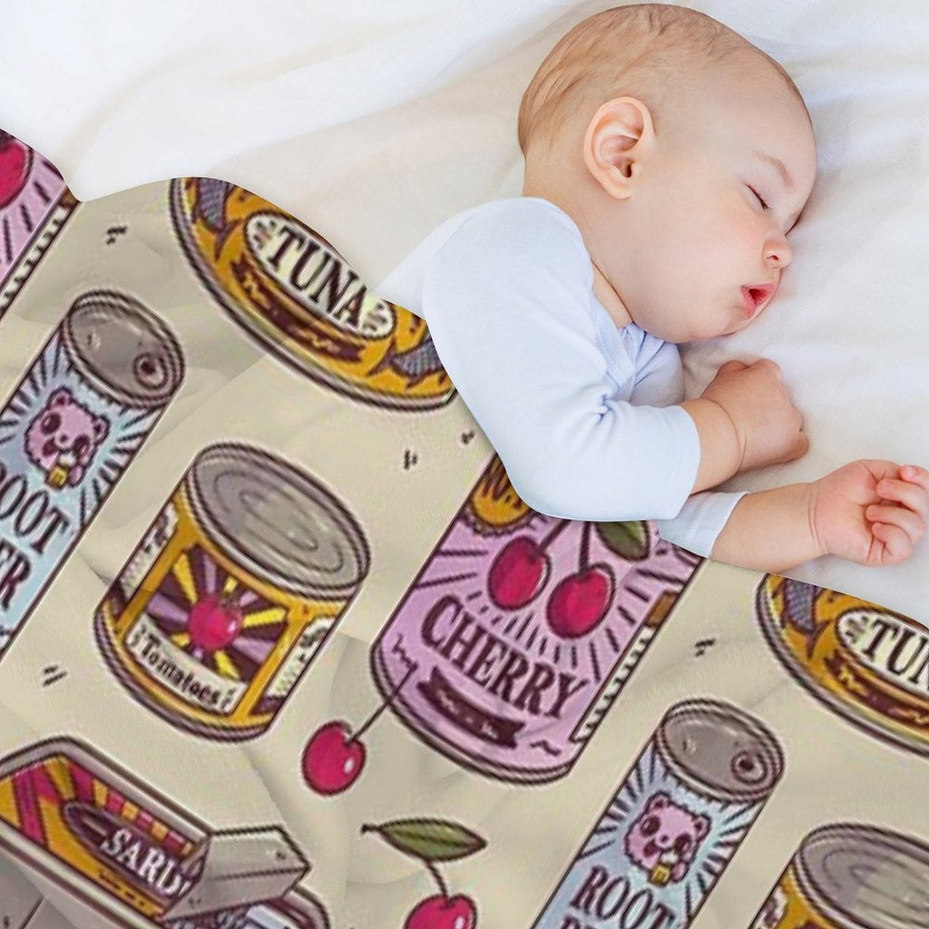 Vintage Canned Goods Pattern Throw Blanket BionZax