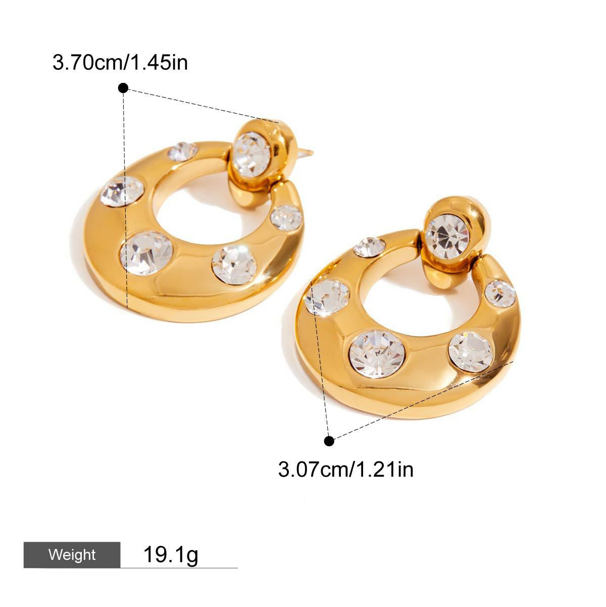 18K gold U-shaped inlaid gemstone design classic simple earrings Vera Lux