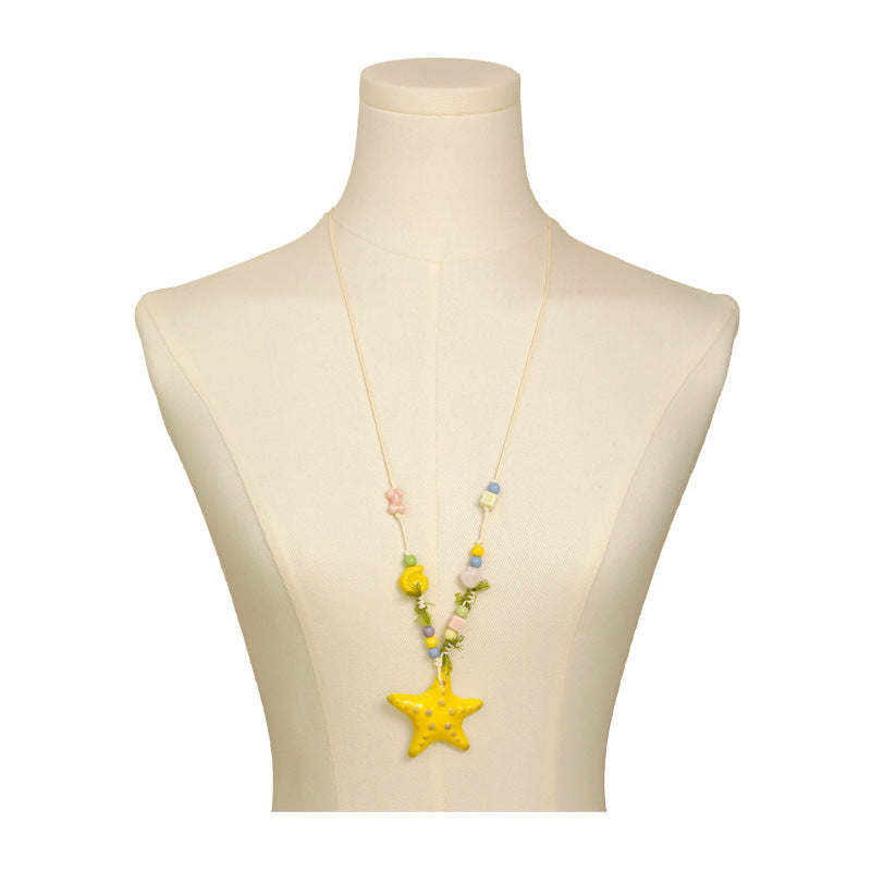 Dopamine Colorful Starfish Beaded Necklace For Women Vera Lux
