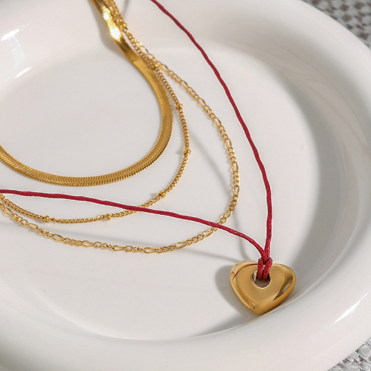18K gold heart with multi-layer chain design trendy personality necklace Vera Lux