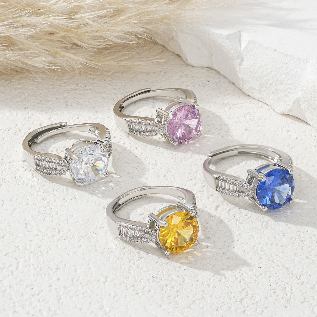 Women's Open Ring With Colorful Zircon Vera Lux