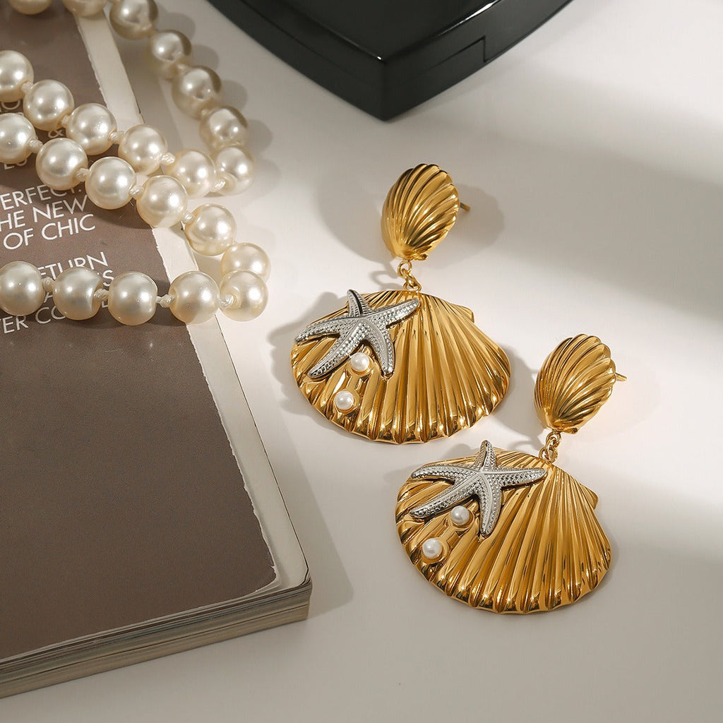 18K shells and starfish design exquisite and unique earrings Vera Lux