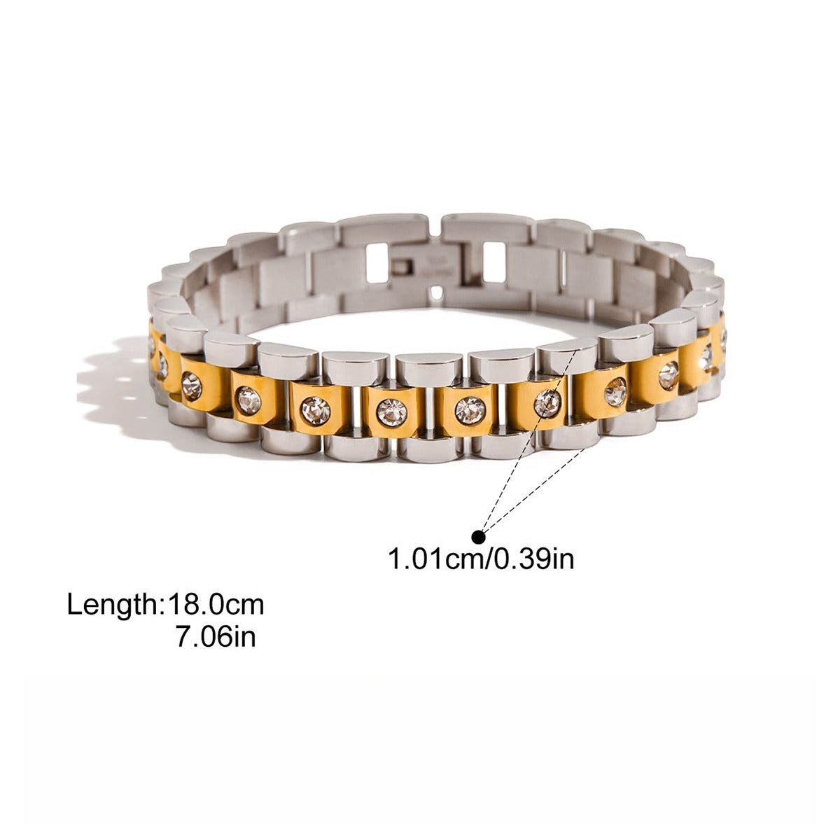 18K gold-plated, lightweight, and luxurious two-tone titanium steel bracelet. Vera Lux