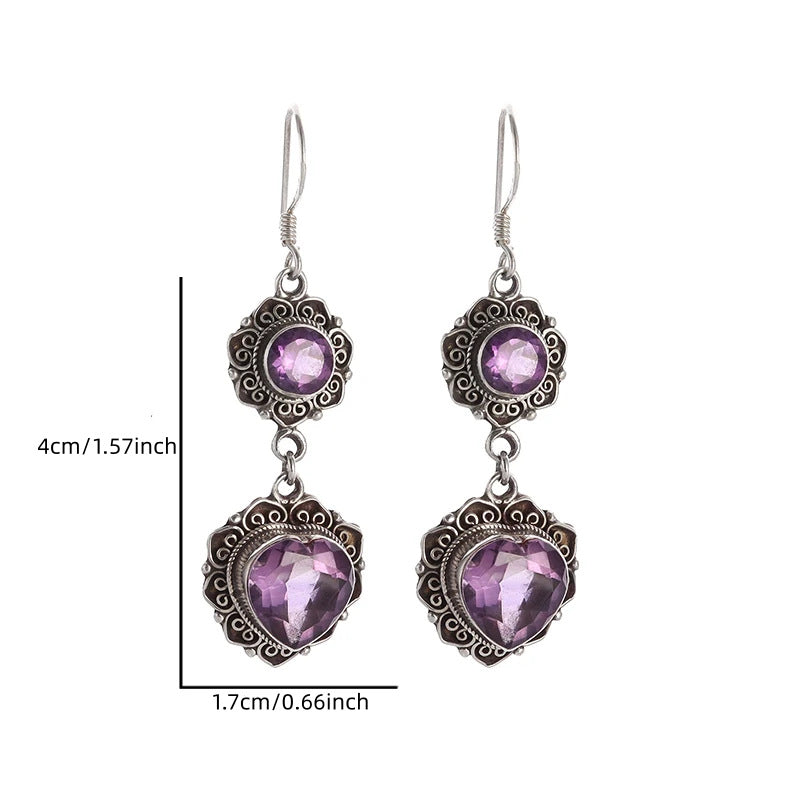 Purple Turquoise Earrings Ethnic Style Bohemian Flair Unique Personality Vera Lux