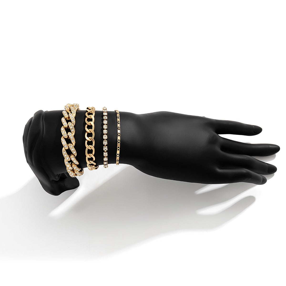 Hip-hop retro diamond-studded Cuban chain bracelet set Vera Lux