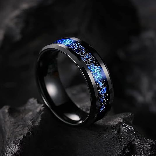 Tungsten Steel Blue Meteor Ring Vera Lux