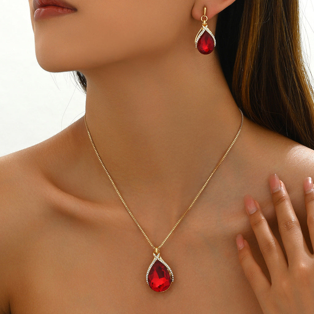 INS Geometric Sweet Japanese-Korean Style Womens Necklace And Earrings Set Vera Lux