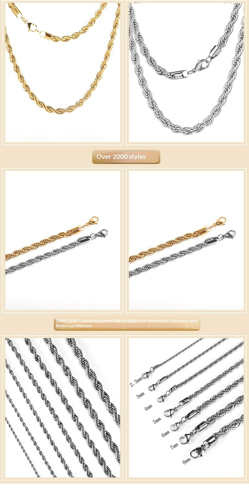 Versatile Stainless Steel Twisted Chain Vera Lux