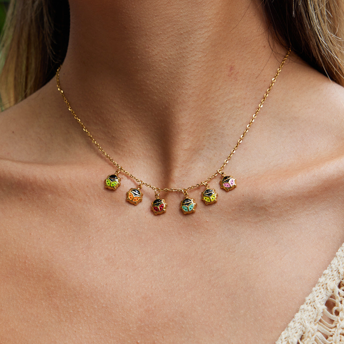 18K Gold Stainless Steel Ladybug Necklace Vera Lux