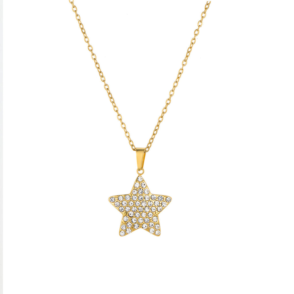 Stainless Steel Inlaid Zircon Star Pendant Necklace Vera Lux