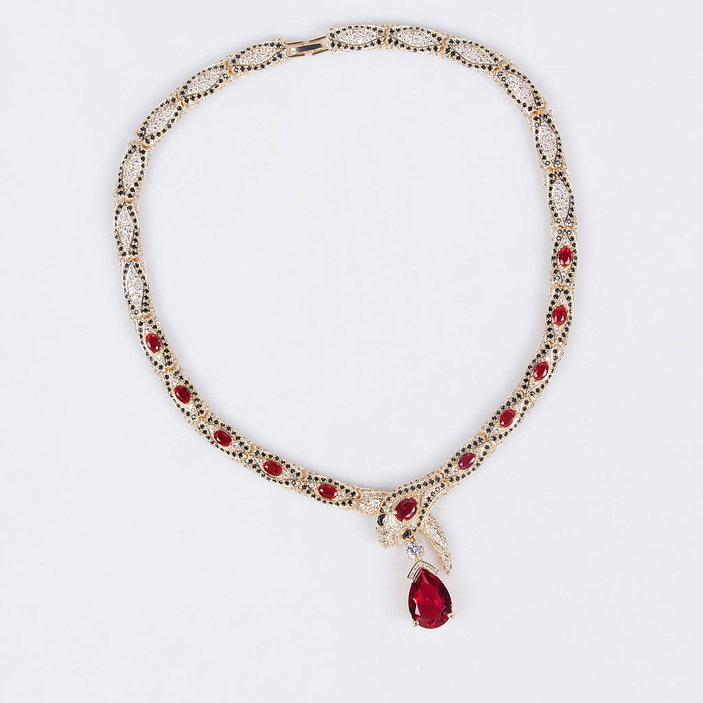 S925 Silver & Zircon Snake Necklace and Earring Set Vera Lux