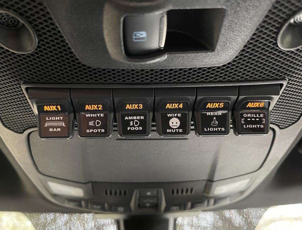 Printed Series Auxiliary Switch Labels (Upfitter) - 2017-2020 F-150 Raptor, 2017-2022 F-250 / F-350 Super Duty / 2024+ Grenadier StickerFab