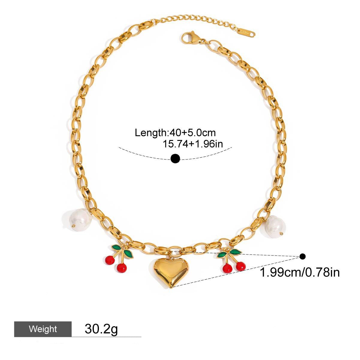 18K gold heart with cherry design exquisite and noble necklace Vera Lux