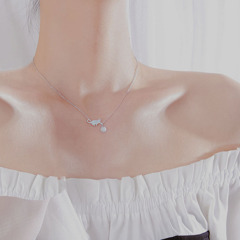 Niche Influencer Silver Necklace With A Cat Pendant For Women Vera Lux