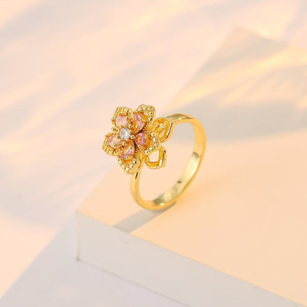 Nephthytis Flower Zircon Flower Niche Fashion New Ring Vera Lux