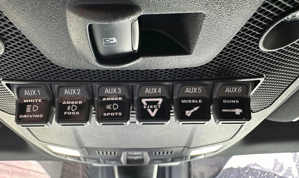 Printed Series Auxiliary Switch Labels (Upfitter) - 2017-2020 F-150 Raptor, 2017-2022 F-250 / F-350 Super Duty / 2024+ Grenadier StickerFab