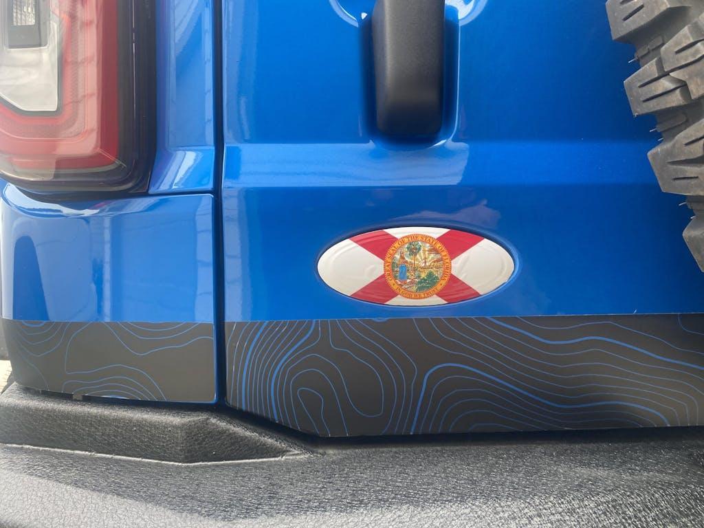 Safari Topo Lower Rear Tailgate Overlays - 2021+ Bronco StickerFab